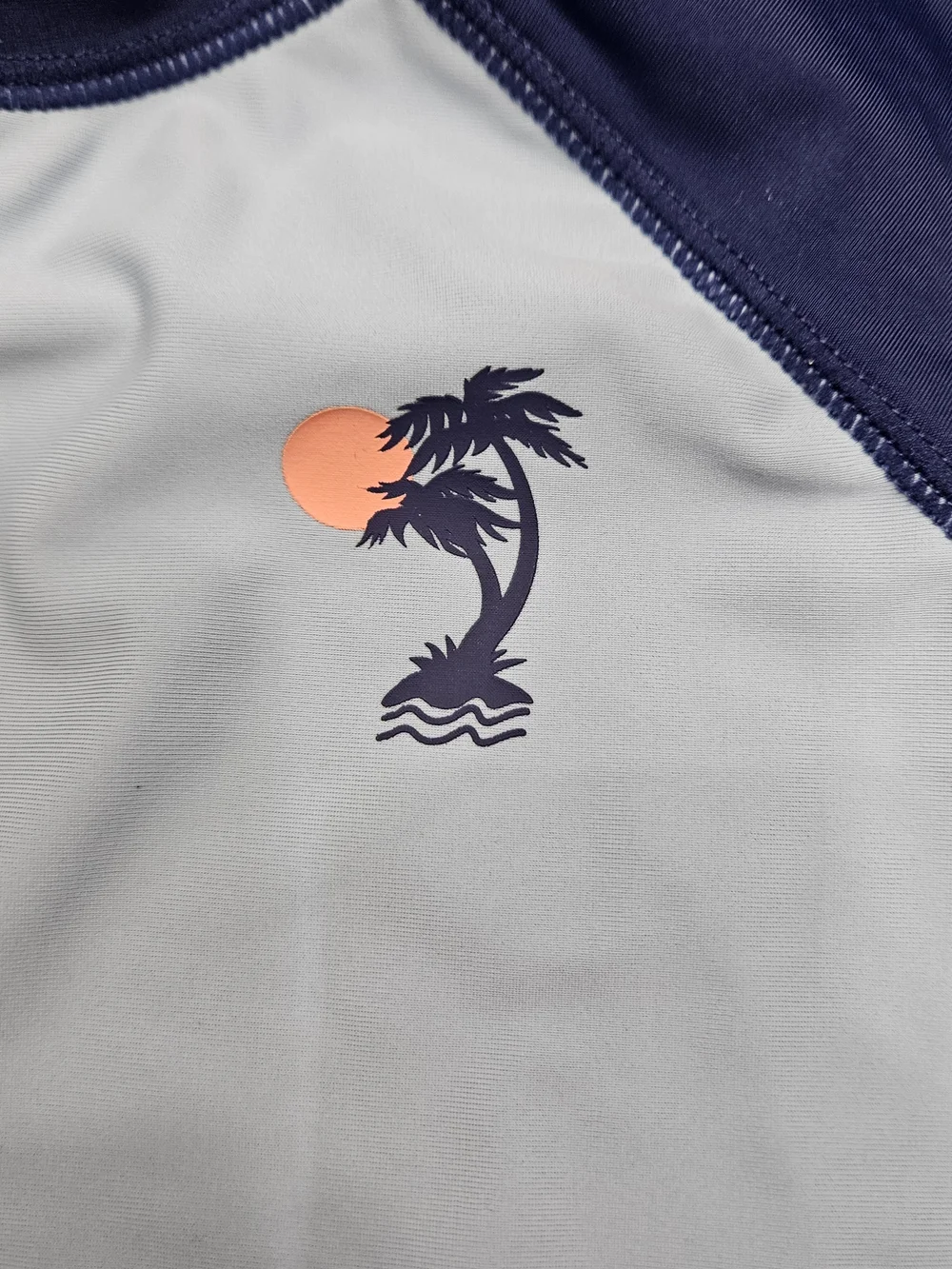 Carter's Navy & Light Blue Rashguard Set with Tropical Blue Floral Swim Trunks